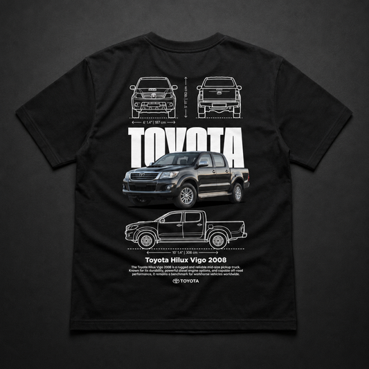 Polera negra Toyota Hilux Vigo 2008 con diseño automotriz trasero