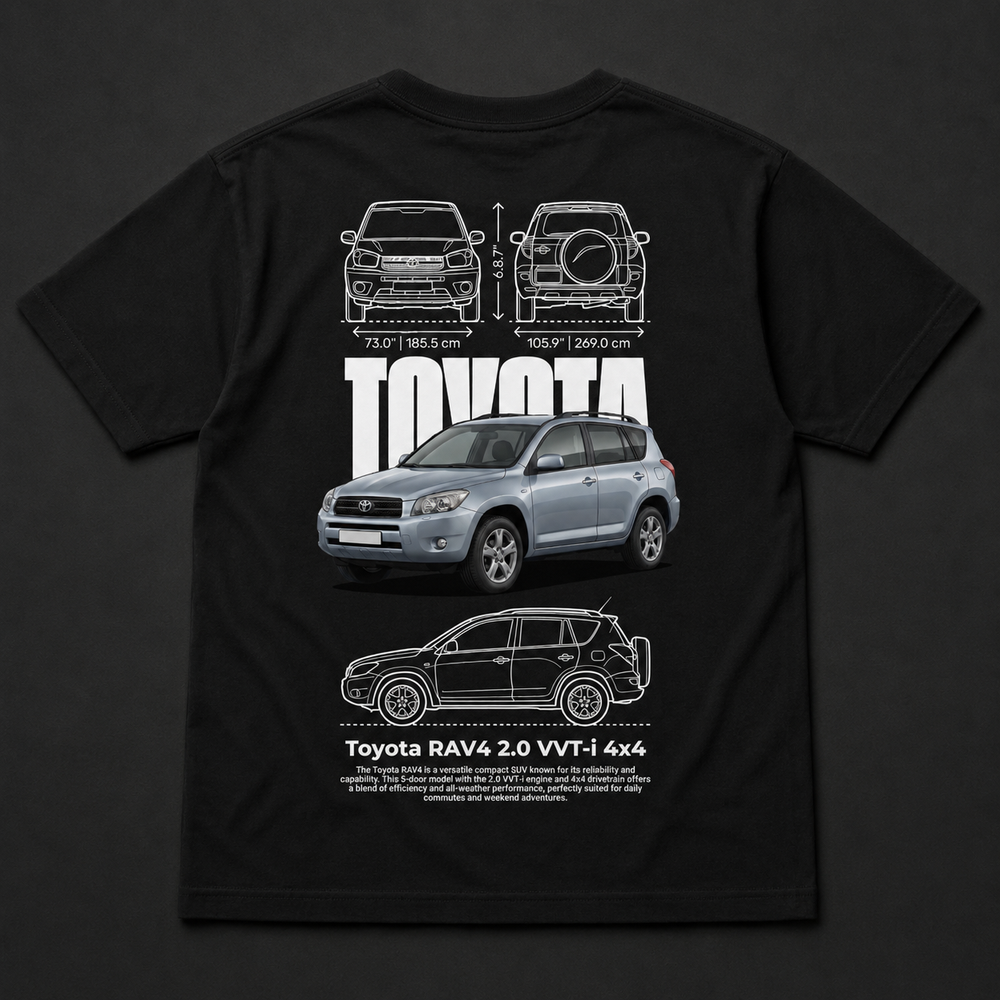 Polera negra Toyota RAV4 2.0 VVT-i 4x4 con diseño automotriz trasero