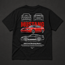 Polera negra Ford Mustang Mach 1 2003 con diseño automotriz trasero