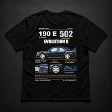 Polera negra Mercedes-Benz 190E Evolution II 1990 con diseño trasero