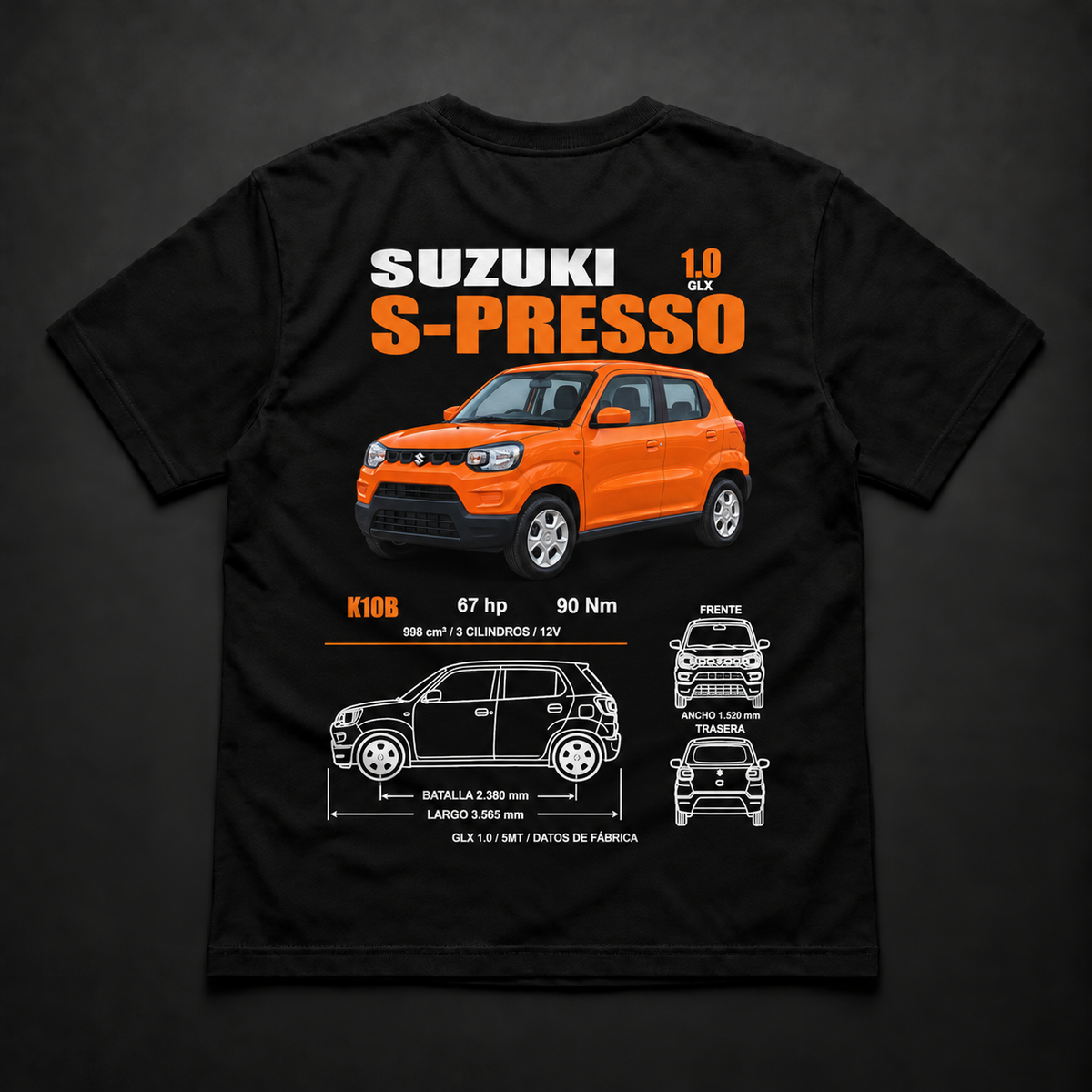 Polera negra Suzuki S-Presso GLX 1.0 con diseño trasero